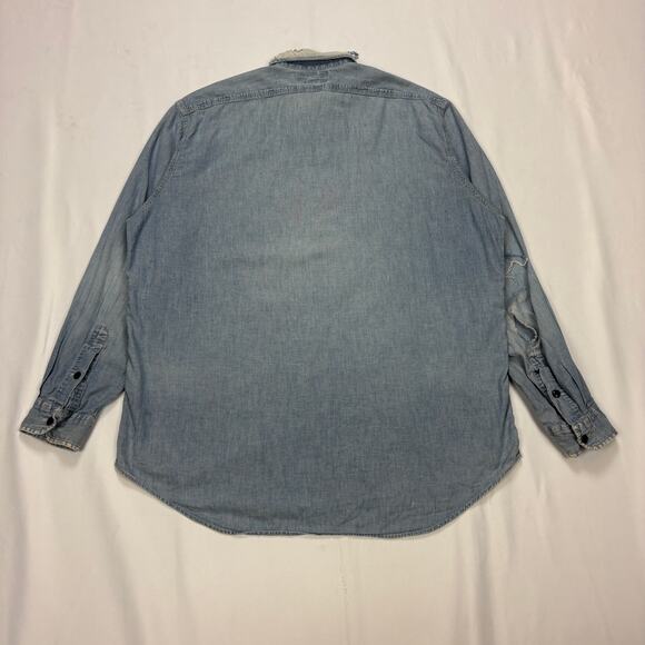 RRL Double RL Ralph Lauren Chambray Work Shirt Button Up Distressed XL - Picture 3 of 13